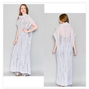 New $248 Free People Alpaca Pirouette Sweater Maxi Tunic  Sugar Plum Combo large